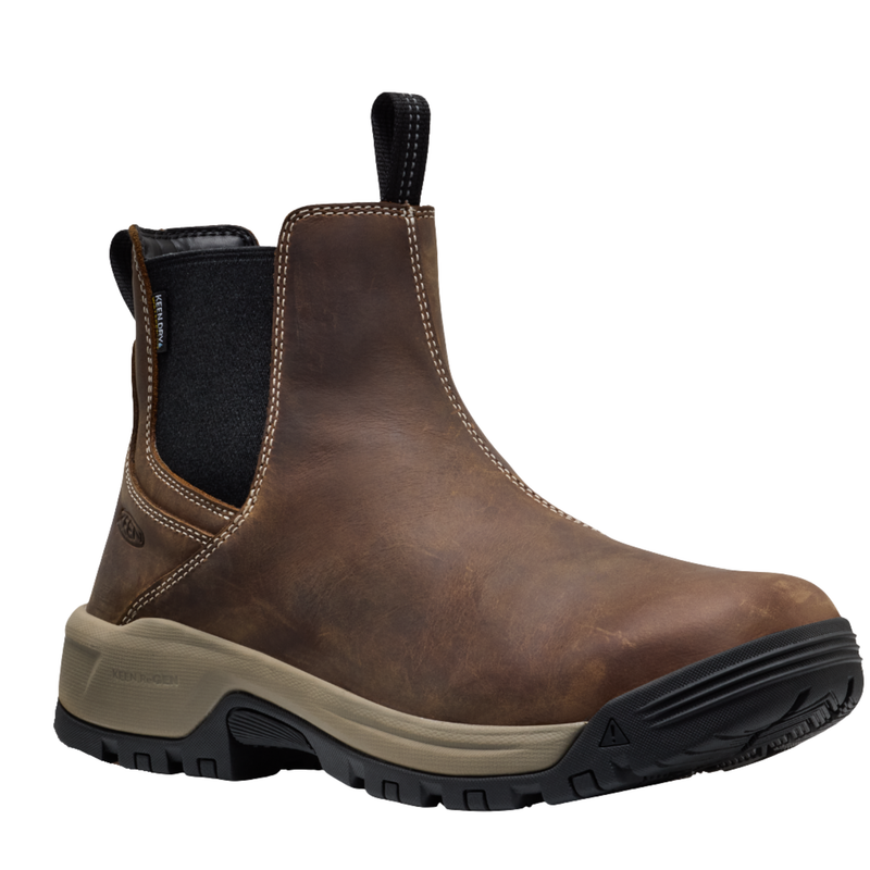 KEEN Utility Men's Evanston Chelsea Waterproof Work Boots - Bison/Black