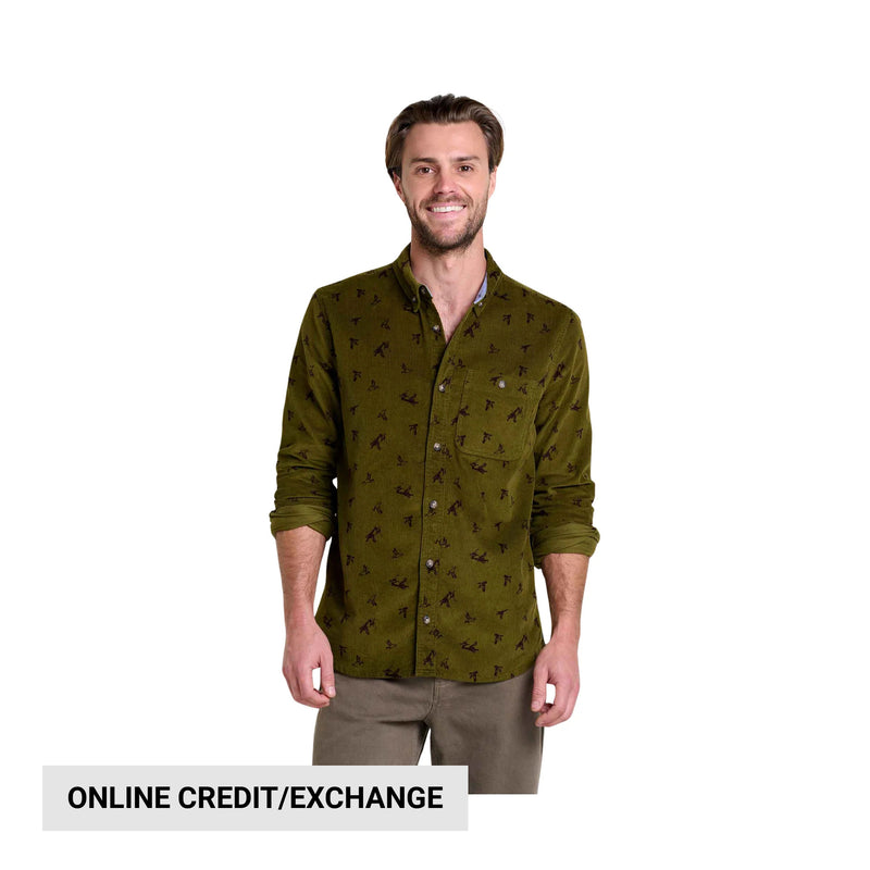 Toad & Co Men's Scouter Cord Long Sleeve Shirt - Fir Bird Print