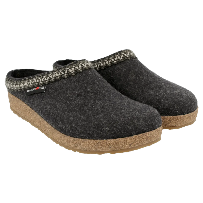 Haflinger Women's Grizzly Zig Zag Slippers - Charcoal