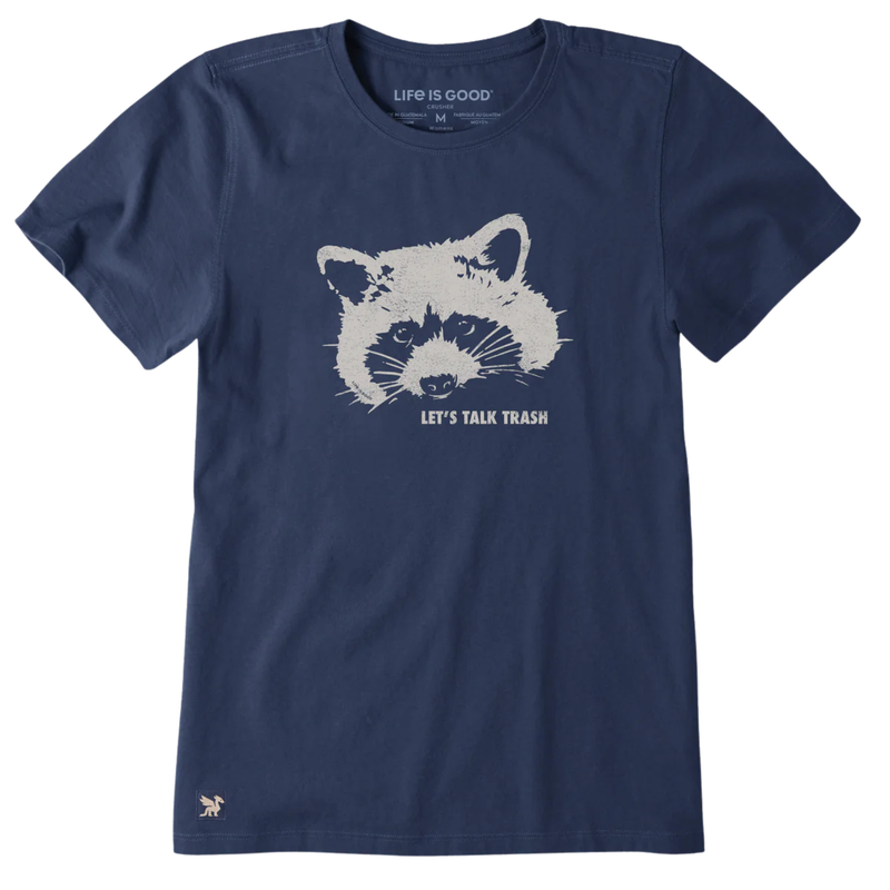 Life Is Good Women's Raccoon Short Sleeve Crusher Lite Tee - Darkest Blue