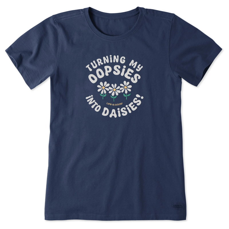 Life Is Good Women's Turning My Oopsies Into Daisies Short Sleeve Tee - Darkest Blue