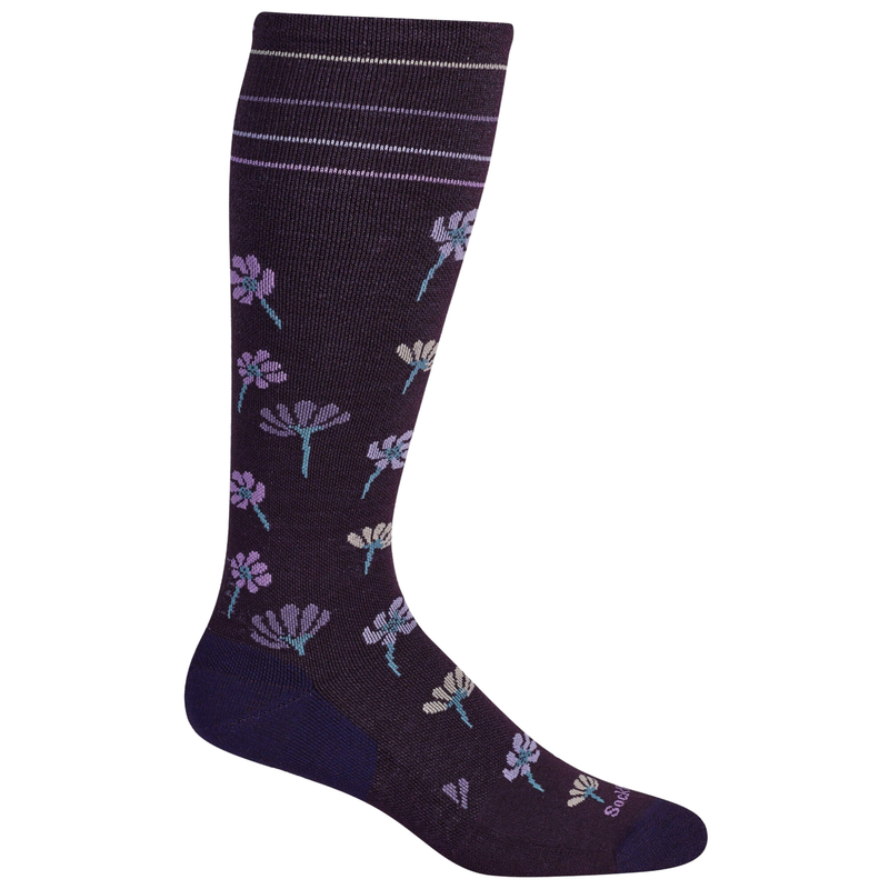 SockWell Women's Lifestyle Compression Field Flower Socks - Blackberry