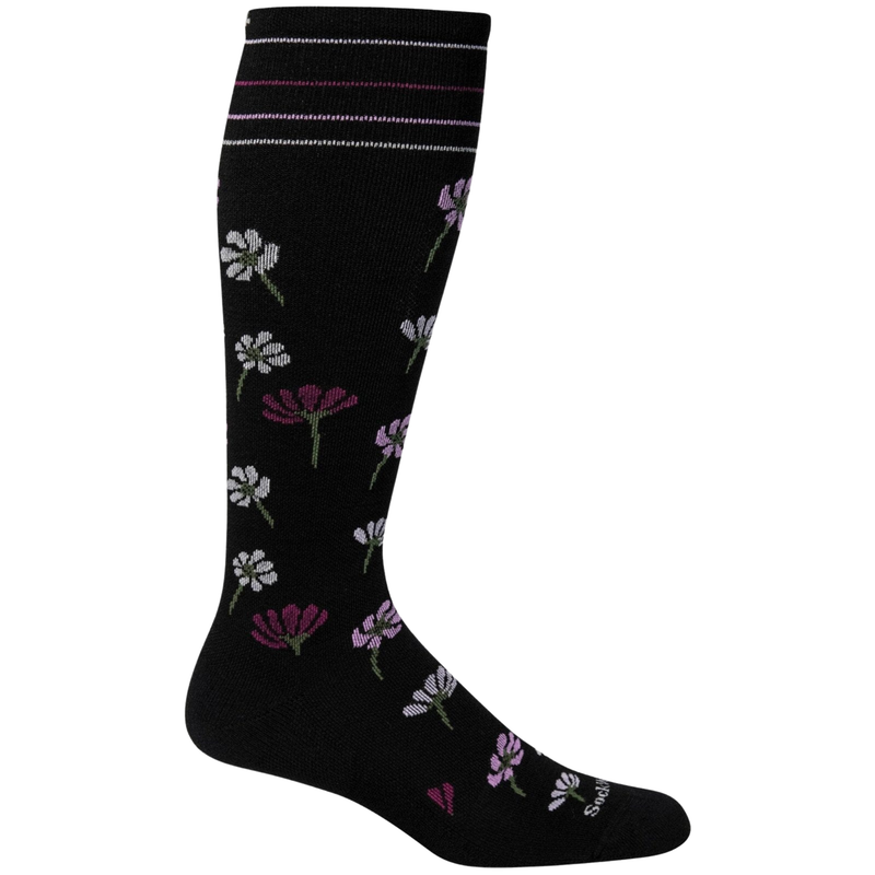 SockWell Women's Lifestyle Compression Field Flower Socks - Black