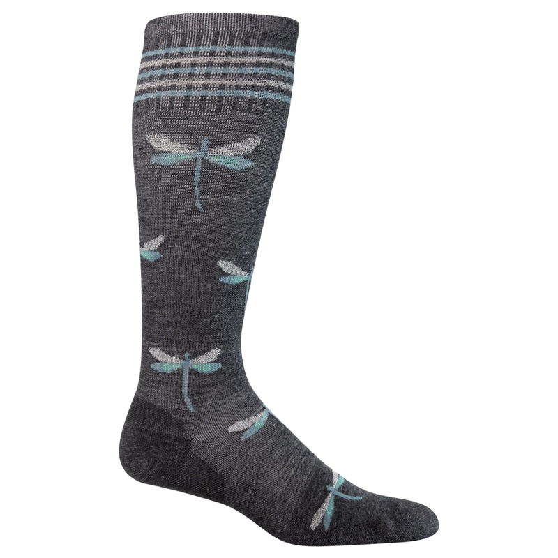 SockWell Women's Lifestyle Compression Dragonfly Socks - Charcoal
