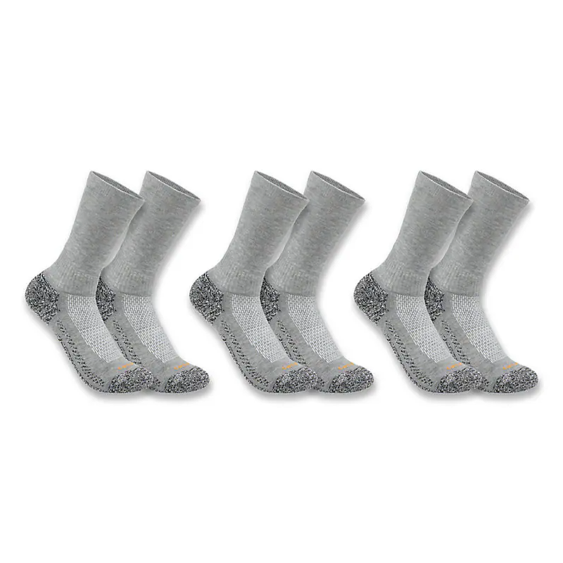 Carhartt Men's Force 3-Pack Midweight Crew Sock - Charcoal