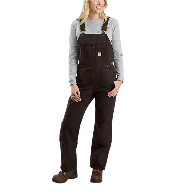 Carhartt Women's Washed Duck Insulated Bib Overall - Dark Brown