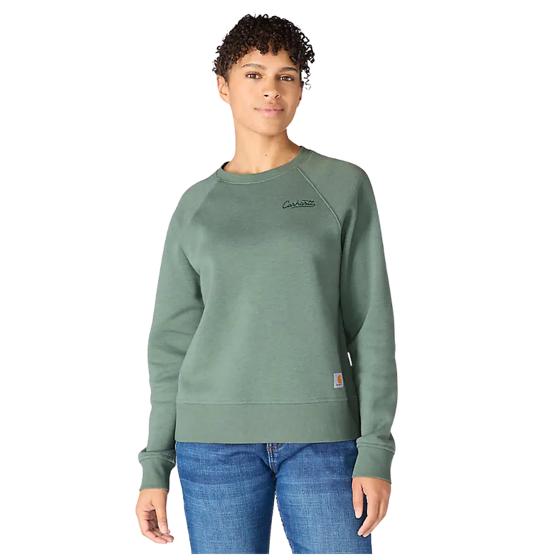 Carhartt Women's Sawyer Crewneck Sweatshirt - Green Slate Heather