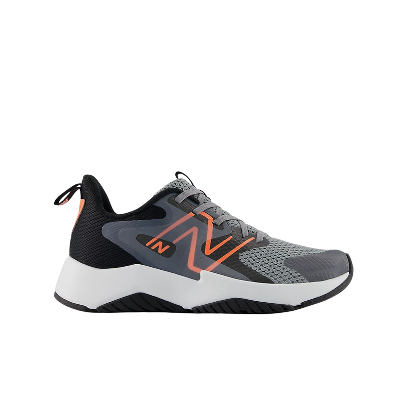 New Balance Big Kids' Rave Run v2 Lace Shoes - Slate Grey With Black And Tangerine Heat