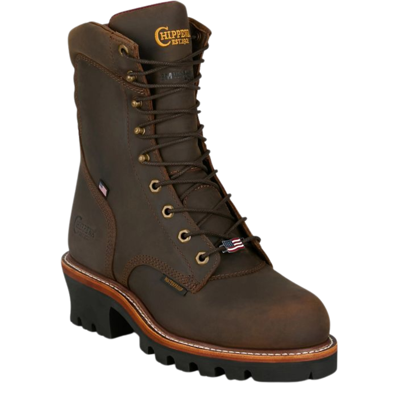 Chippewa Men's Super Logger 9 Inch Waterproof Insulated Steel Toe Work Boots - Brown