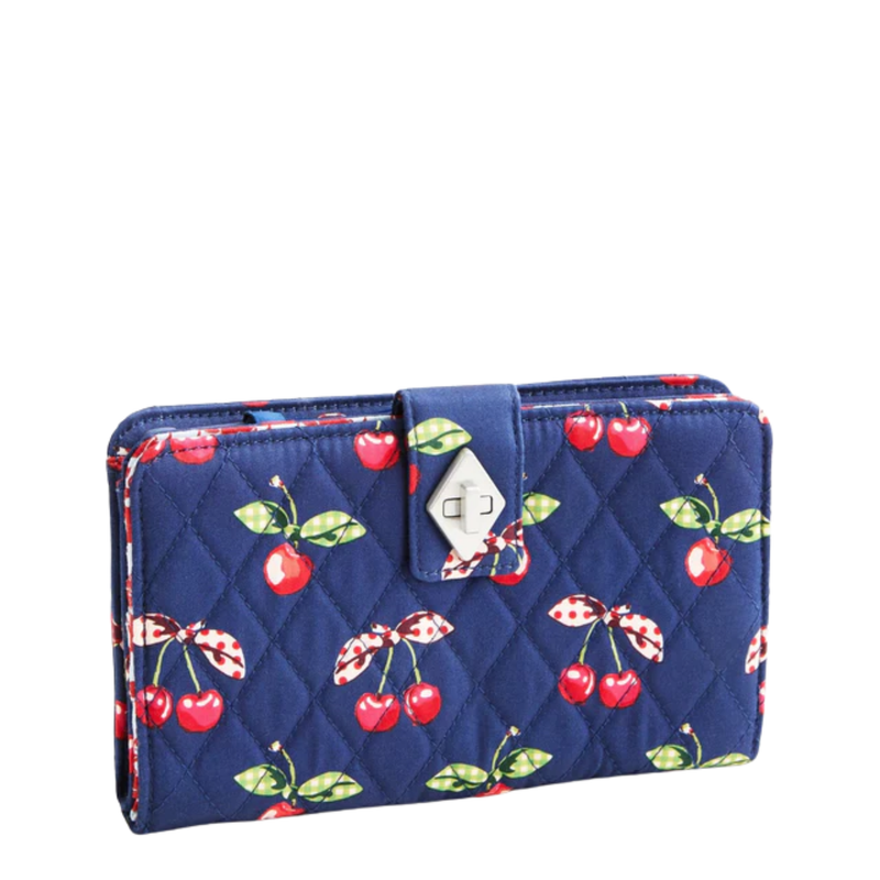 Vera Bradley Turnlock Wallet - Cherry Picking In Premium Cotton