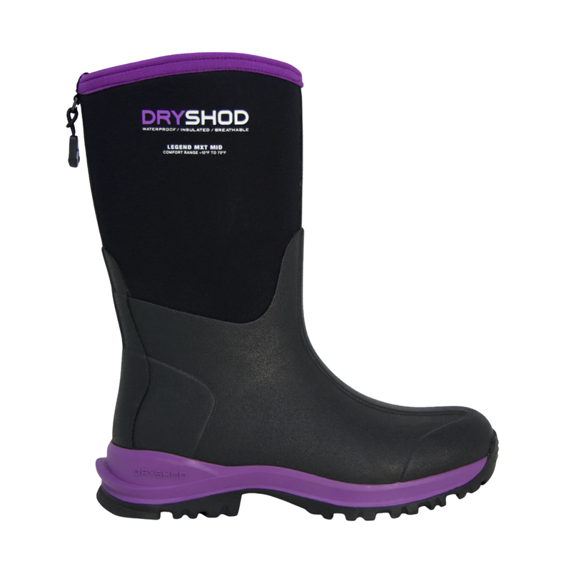 Dryshod Women's Legend MXT Mid Rain Boots - Black/Purple
