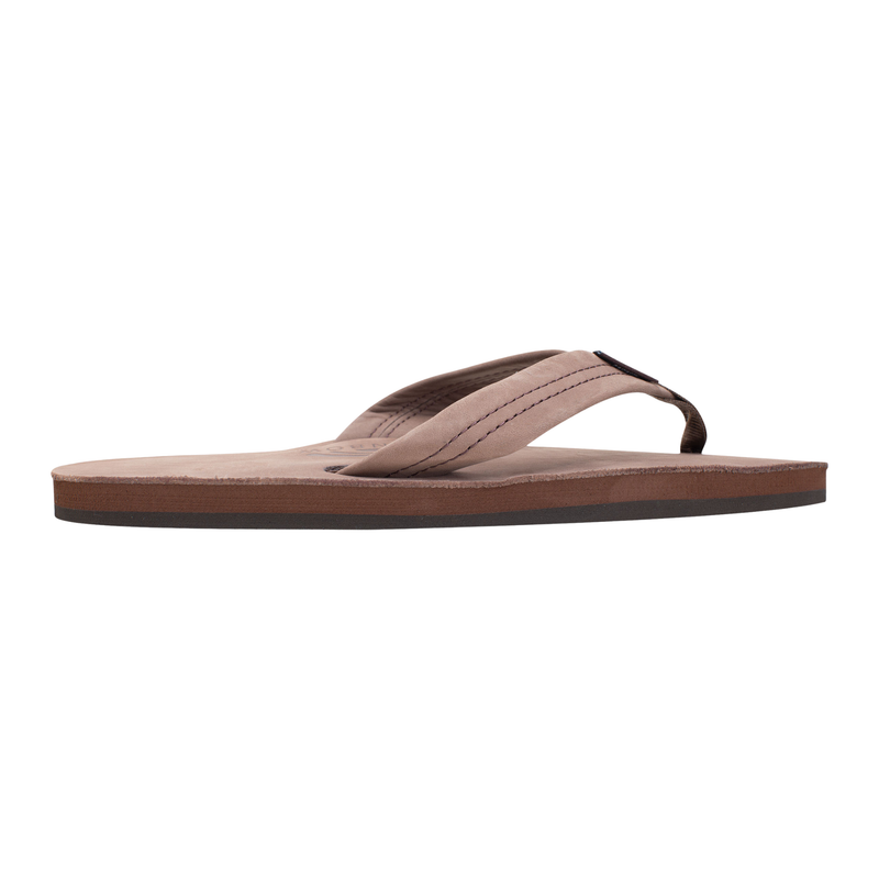 Rainbow Sandals Men's Single Layer Leather With Arch Support 1 Inch Strap Flip Flop - Expresso