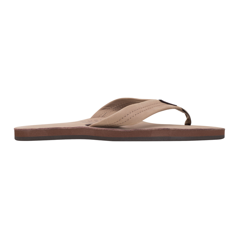 Rainbow Sandals Men's Single Layer Leather With Arch Support 1 Inch Strap Flip Flop - Dark Brown