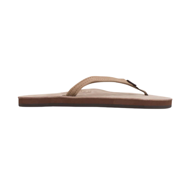 Rainbow Sandals Women's Single Layer Premium Leather Half Inch Narrow Strap With Arch Support Flip Flop - Dark Brown