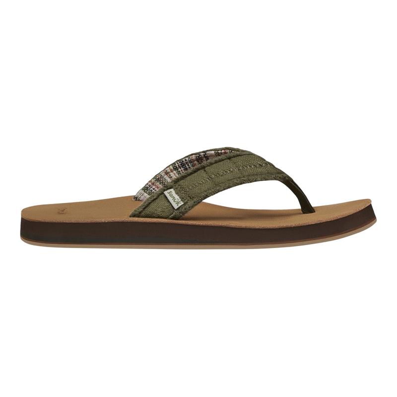 Sanuk Men's Fraid Not St Flip Flops - Dark Olive