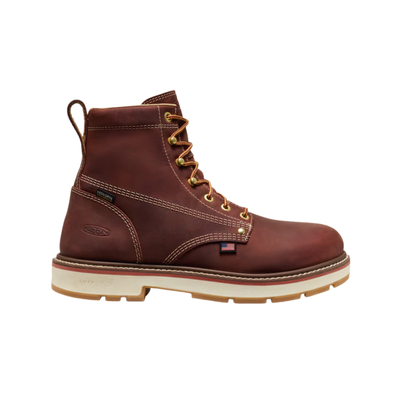 KEEN Utility Men's Liberty 6 Inch Waterproof 90° Heel Soft Toe Work Boots - Bomb Brown/Gum
