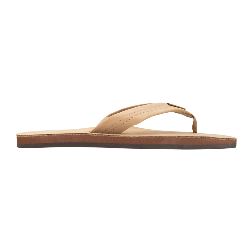 Rainbow Sandals Women's Single Layer Premium Leather Half Inch Narrow Strap With Arch Support Flip Flop - Sierra Brown