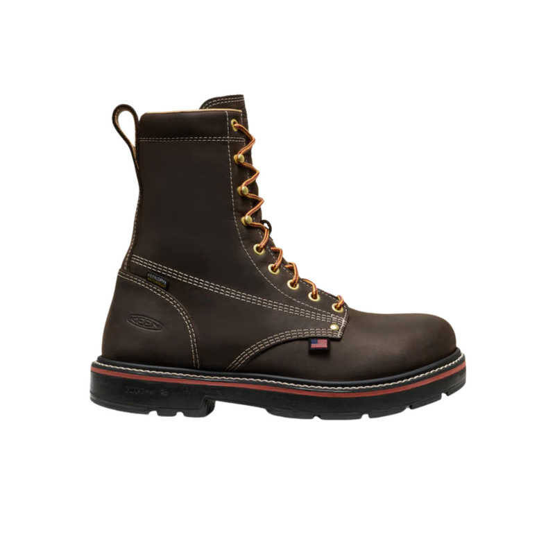 KEEN Utility Men's Liberty 8 Inch Waterproof 90° Heel Carbon Toe Work Boots - Coffee Bean/Black