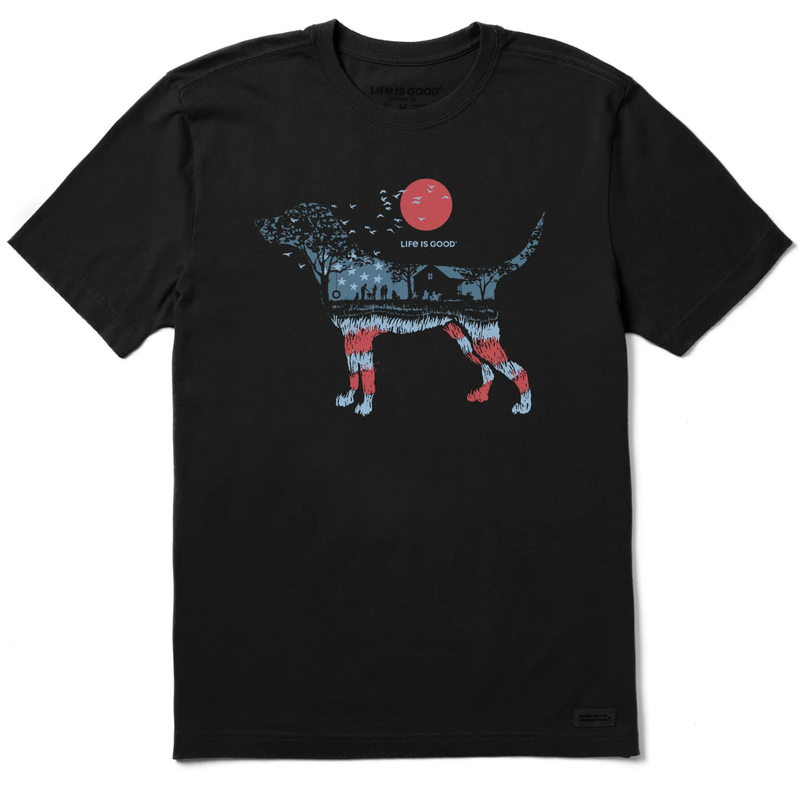 Life Is Good Men's BBQ USA Dogscape Short Sleeve Crusher Lite Tee - Faded Black