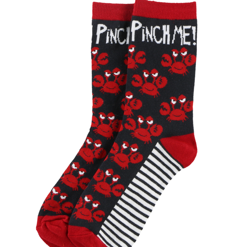 Lazy One Men's Crabby Crew Sock - Slate Grey Red