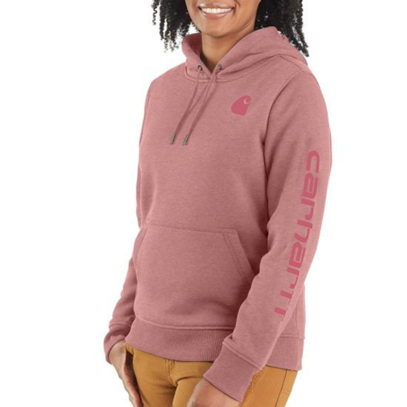 Carhartt Women's Relaxed Fit Midweight Logo Sleeve Graphic Sweatshirt - Rose Tint Heather