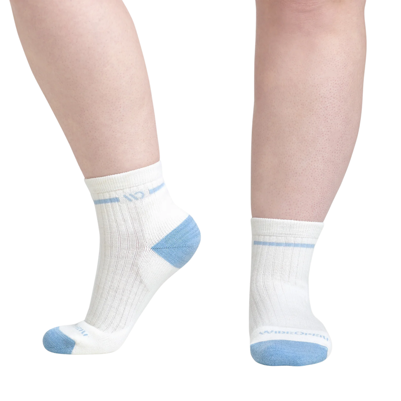 Wide Open Women's Single Stripe Cushioned Quarter Socks - White