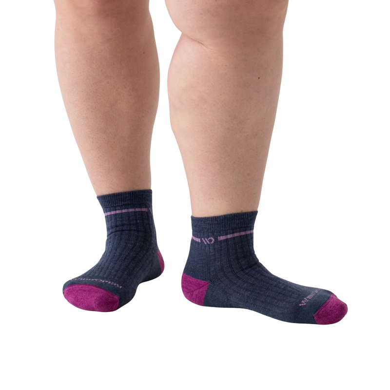 Wide Open Women's Single Stripe Cushioned Quarter Socks - Denim