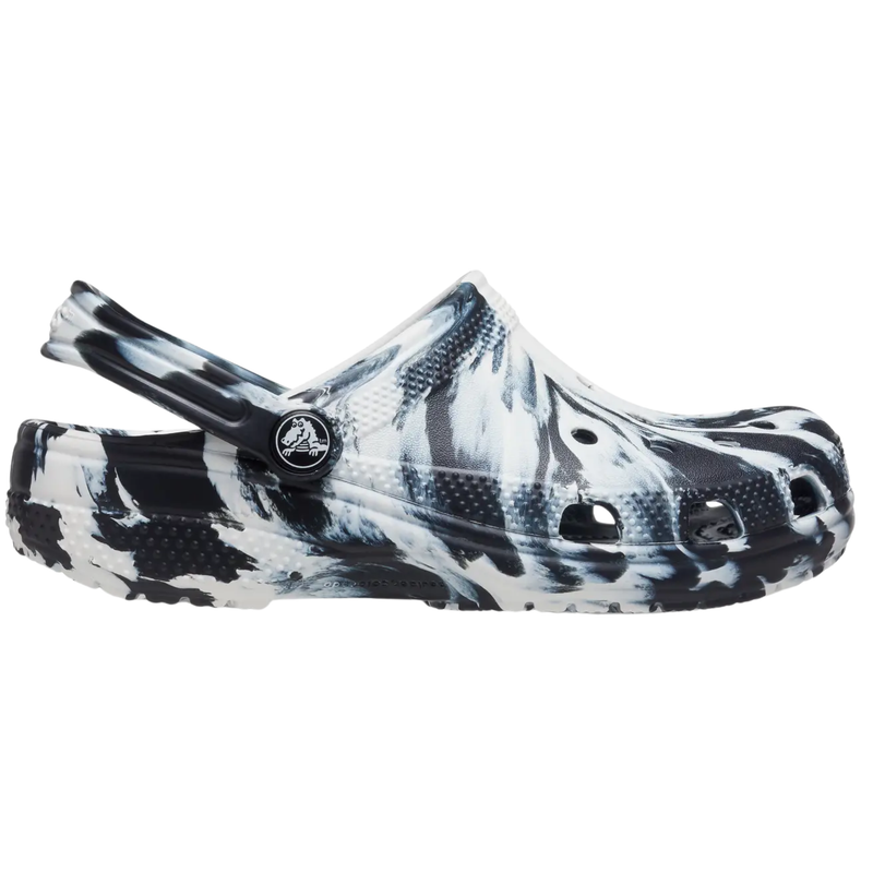 Crocs Kids' Classic Marbled Clogs - Black/White