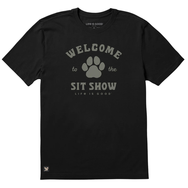 Life Is Good Men's Sit Show Paw Short Sleeve Tee - Faded Black