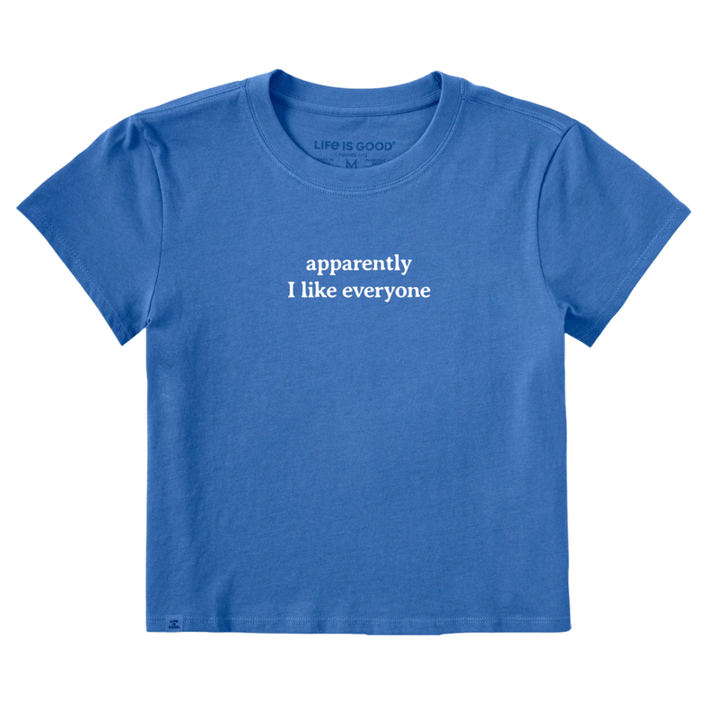Life Is Good Women's Apparently I Like Everyone Crusher Lite Shrunken Tee - Athletic Blue