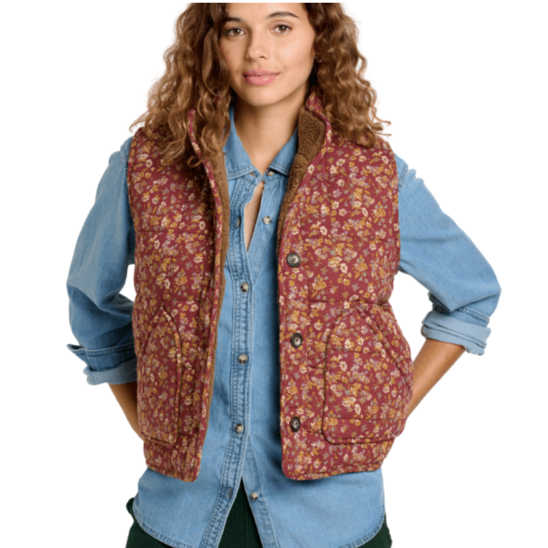 Toad & Co Women's Manzana Quilted Sherpa Vest - Malbec Print