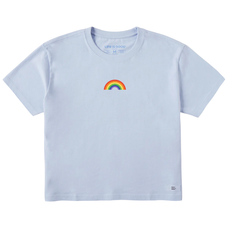 Life Is Good Women's Mini Rainbow Short Sleeve Crusher Boxy Tee - Glacier Blue