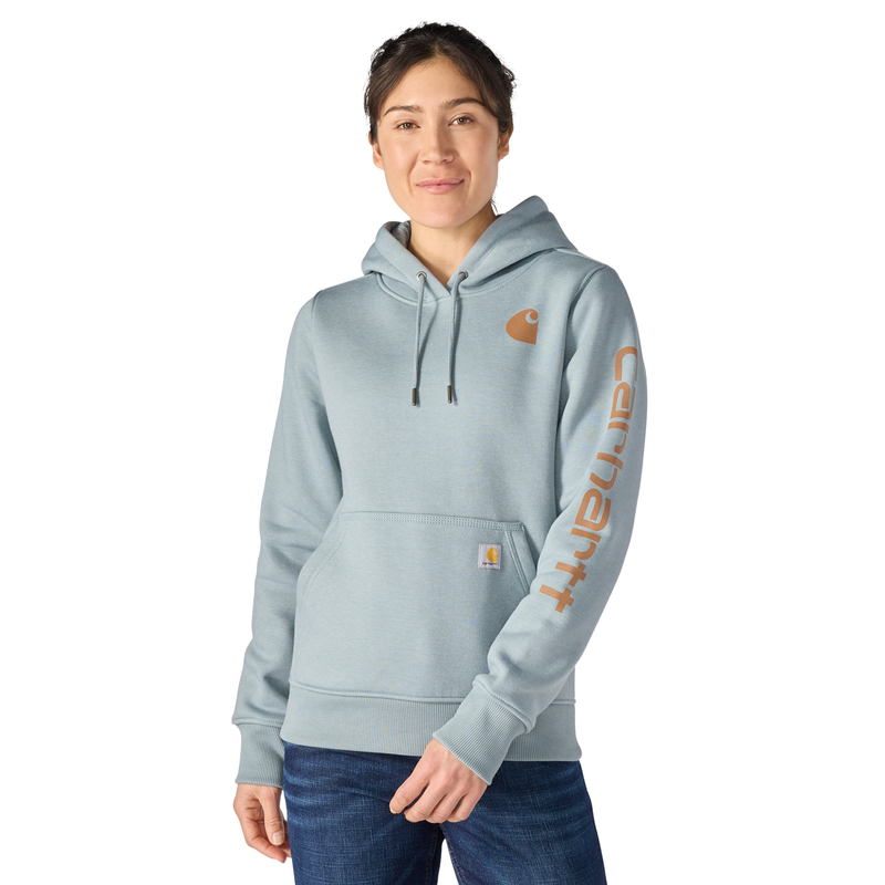 Carhartt Women's Relaxed Fit Midweight Logo Sleeve Graphic Sweatshirt - Blue Cove Heather