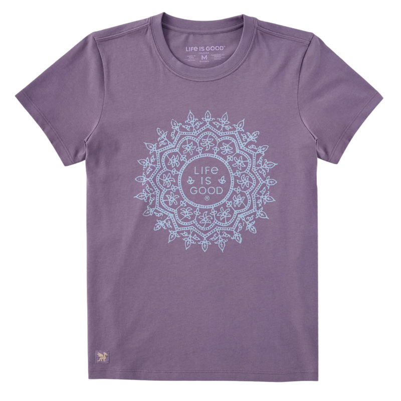 Life Is Good Women's Fleur Mandala Short Sleeve Crusher Tee - Dusk Purple