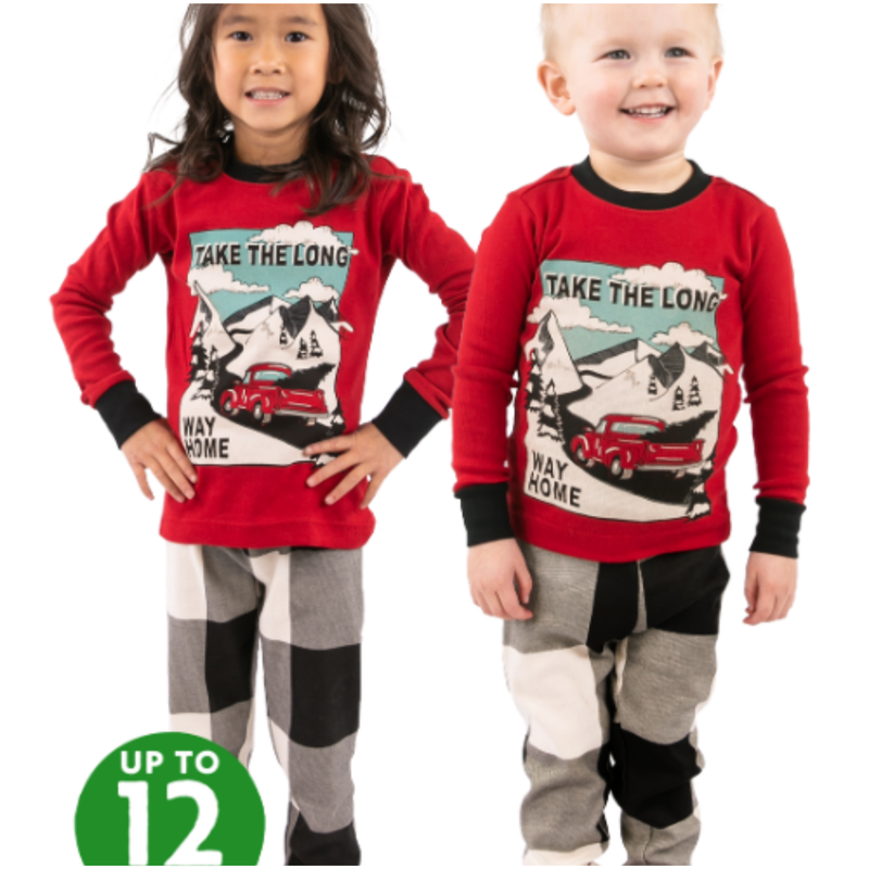 Lazy One Kids' Take The Long Way PJ Set - Natural Black