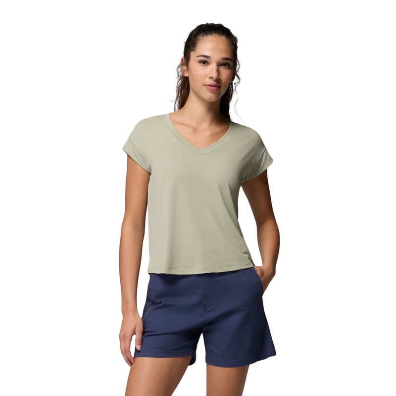 Columbia Women's Daniela Falls V Neck Short Sleeve T Shirt - Safari