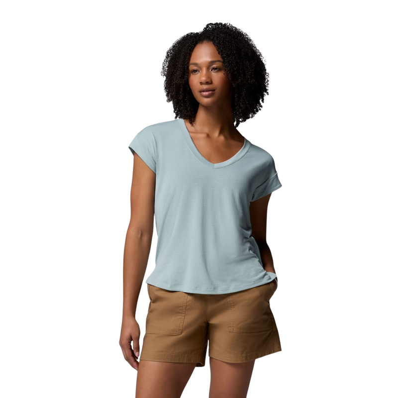 Columbia Women's Daniela Falls V Neck Short Sleeve T Shirt - Crushed Blue