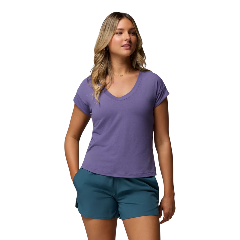 Columbia Women's Daniela Falls V Neck Short Sleeve T Shirt - Stormwatch