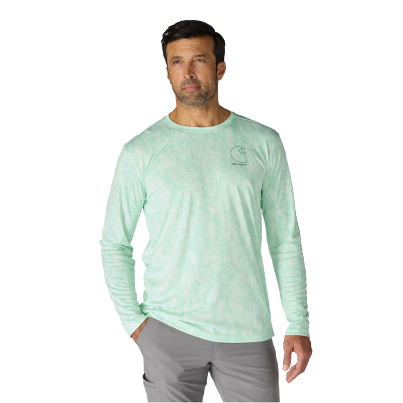 Carhartt Men's Force Sun Defender Relaxed Long Sleeve T Shirt - Fresh Mint Camo