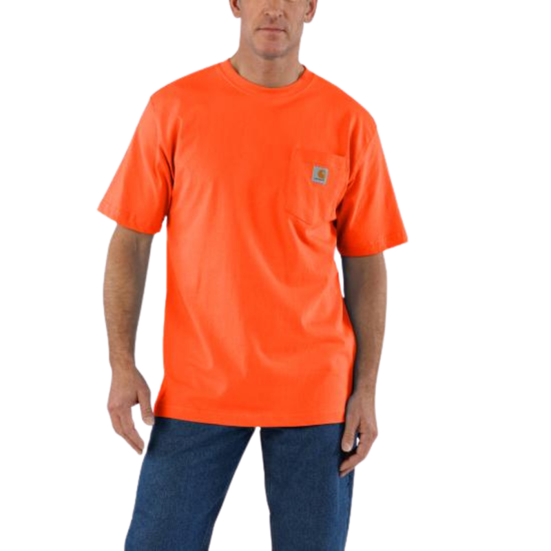Carhartt Men's Loose Fit Heavyweight Short Sleeve Pocket T Shirt - Bright Orange