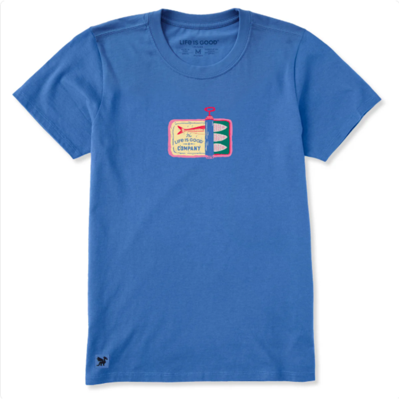 Life Is Good Women's Sardine Tin Short Sleeve Crusher Tee - Athletic Blue