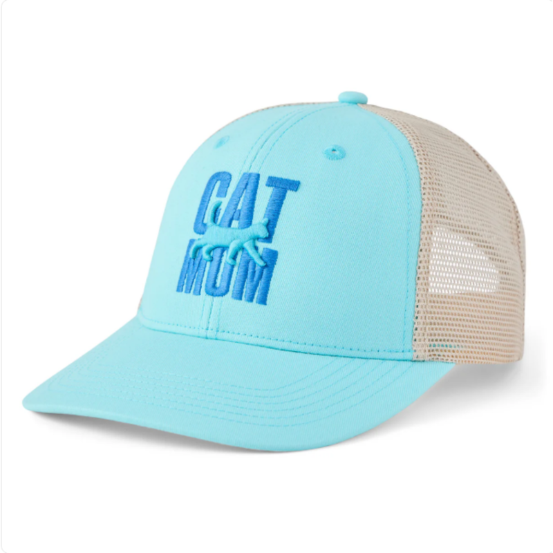 Life Is Good Adult Unisex Cat Mom Trucker Hat - Aqua Blue