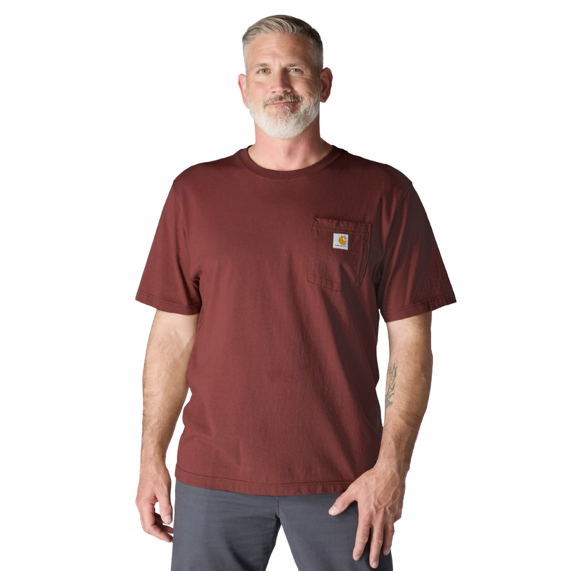 Carhartt Men's Loose Fit Heavyweight Short Sleeve Pocket T Shirt - Dark Spice Red