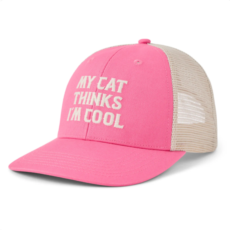 Life is Good Adult Unisex My Cat Thinks I'm Cool Trucker Hat - Watermelon