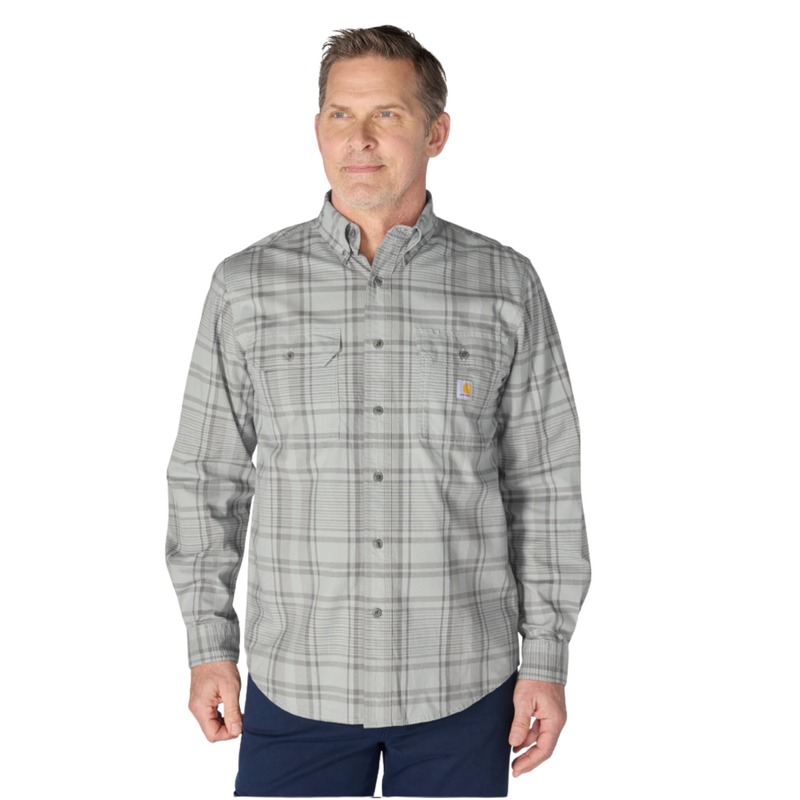 Carhartt Men's Loose Fit Midweight Chambray Long Sleeve Plaid Shirt - Asphaly/Shadow