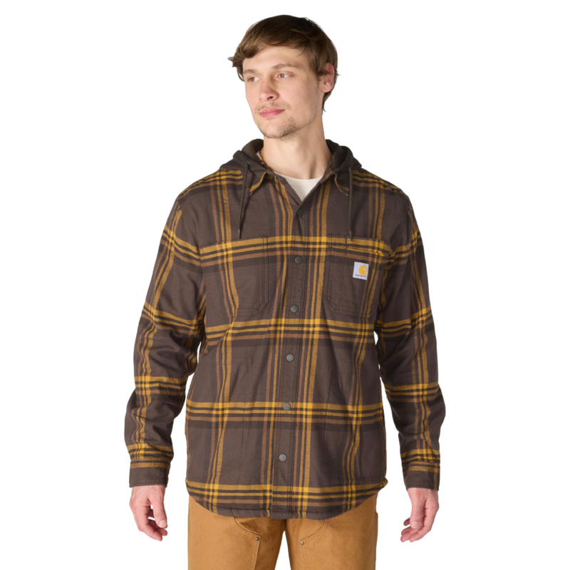 Carhartt Men's Hamilton Relaxed Plaid Shirt Jac - Dark Brown
