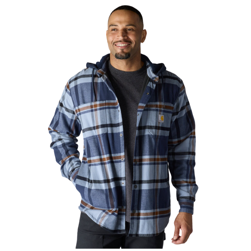 Carhartt Men's Hamilton Relaxed Plaid Shirt Jac - Navy