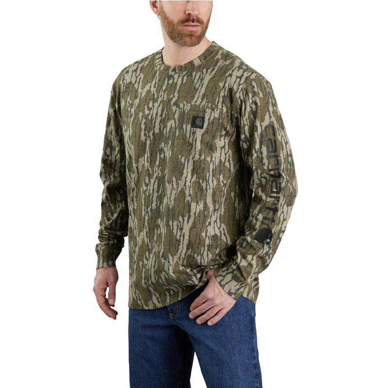 Carhartt Men's Dearborn Loose Long Sleeve Camo T Shirt - Mossy Oak Bottomland Camo