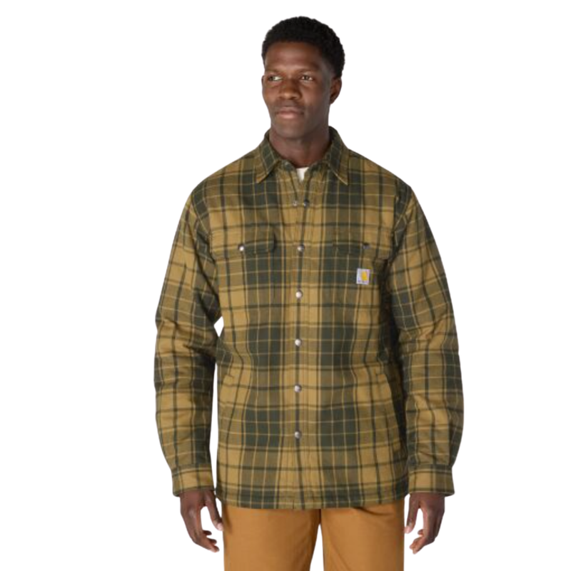 Carhartt Men's Relaxed Fit Flannel Sherpa Lined Shirt Jac - Night Fatigue