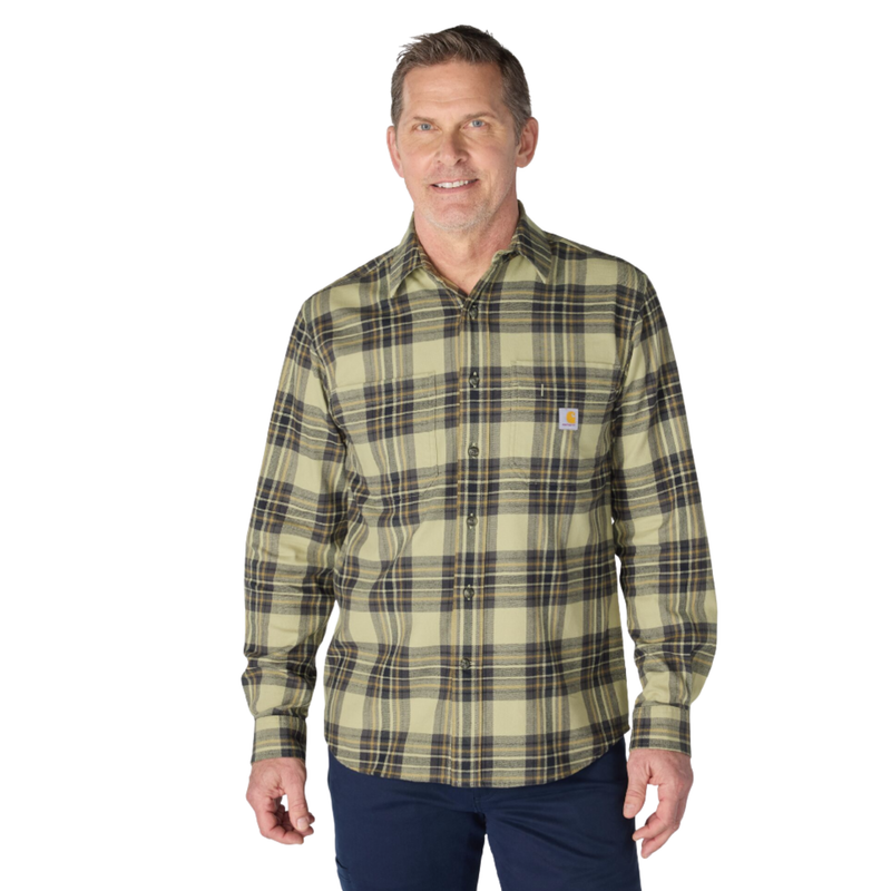 Carhartt Men's Rugged Flex Relaxed Fit Midweight Flannel Long Sleeve Plaid Shirt - Faded Fatigue